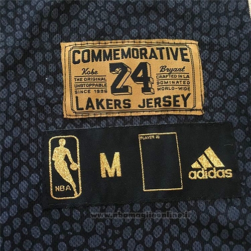 Maglia Los Angeles Lakers Kobe Bryant NO 24 Conmemorativa Retirado Nero